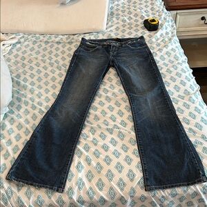 Buffalo David Bitton Dark Blue Distressed Spence Flare Jeans
